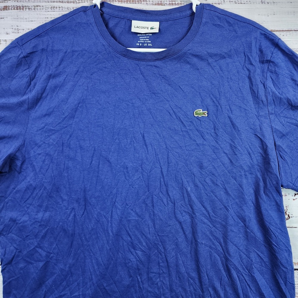 NWOT Lacoste Shirt Mens 3XL Royal Blue Pima Cotton Regular Fit Green Croc Logo